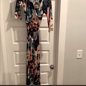 Floral Sash Tie Maternity/Nursing Wrap Maxi Dress